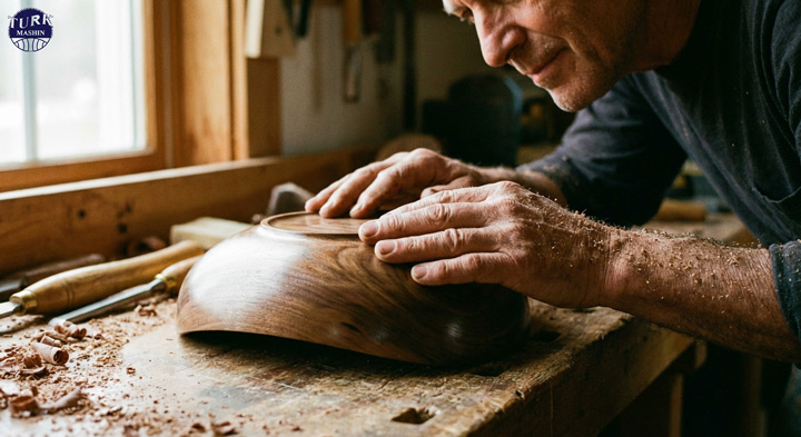 معرفی انواع چوب مورد استفاده در نجاری: از راش و گردو تا کاج 4 یک نجار در حال کار با چوب