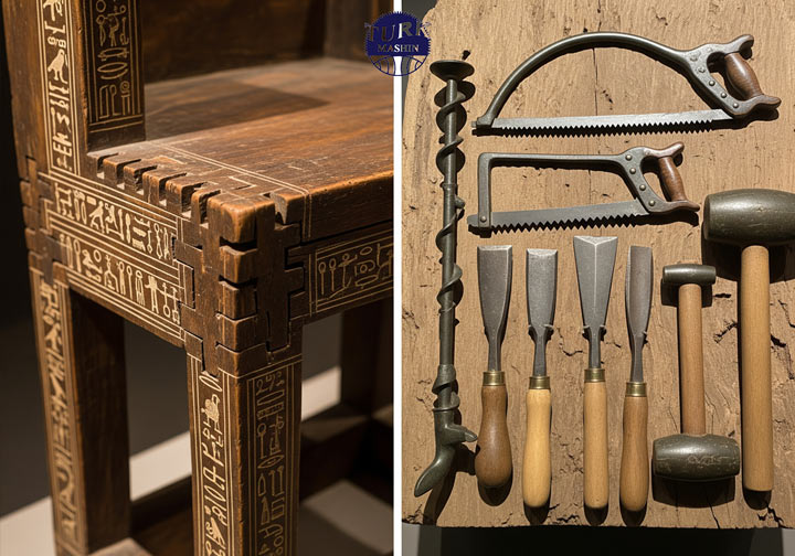 تاریخچه نجاری: سفری از ابزارهای سنگی تا ماشینهای CNC 2 شکوه نجاری در دوران باستان و ابزارهای نجاری مصری
